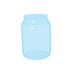 Empty open jar. Vector illustration isolated white background