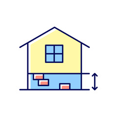 Adequate plinth height RGB color icon. Foundation construction. Footing depth. Building regulation. Bearing capacity. Residential construction. Isolated vector illustration. Simple filled line drawing