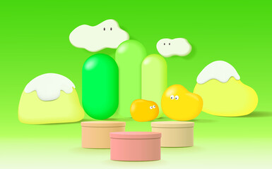 Abstrac scene. geometry shape podium background for kids or baby product.