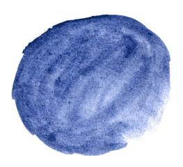 Blue watercolor shape isolated on white background. Watercolor abstract clip art
