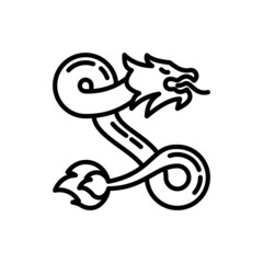 Cartoon dragon thin line icon. Modern vector illustration for Chinese horoscope.