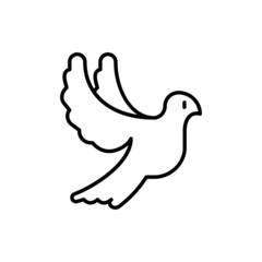 Flying dove thin line icon. Pigeon. Modern vector illustration for logo.