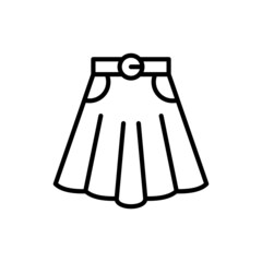 Skirt with belt thin line icon. Modern vector illustration of women's clothing.