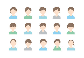 いろんな髪型の男性アイコンセット