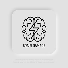 Brain damage thin line icon. Modern vector illustration of heart attack symptom.