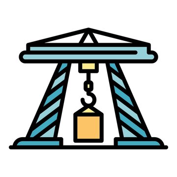 recommend clip art: Sea port crane icon. Outline sea port crane vector icon color flat isolated