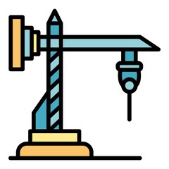 Drill crane icon. Outline drill crane vector icon color flat isolated