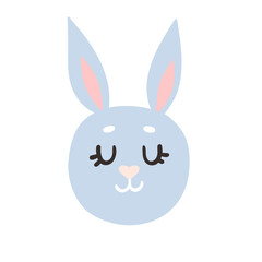 cute hand-drawn cartoon blue rabbit. vector image isolated on a white background