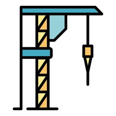 Modern drill crane icon. Outline modern drill crane vector icon color flat isolated