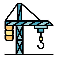 City crane building icon. Outline city crane building vector icon color flat isolated