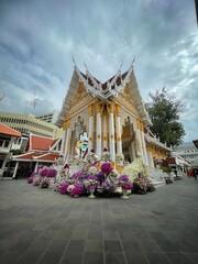The crematorium is decorated with beautiful flowers. For use in the funeral ceremony according to Buddhism, Thailand
