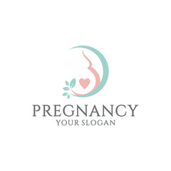 pregnancy with leaf logo design vector