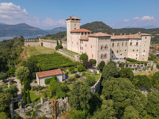 Fototapeta na wymiar The castle of Rocca Borromea at Angera on lake Maggiore, Italy