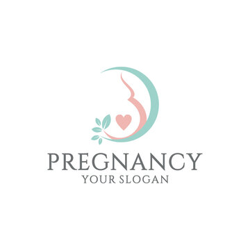 Pregnancy With Leaf Logo Design Vector