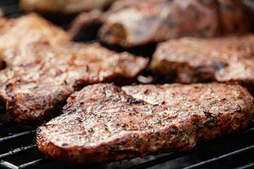 grilling time tasty grilled meat on a gas grill
