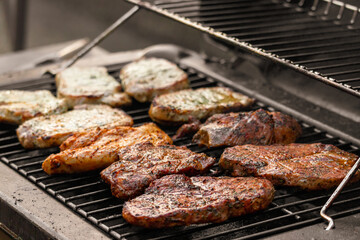 grilling time tasty grilled meat on a gas grill