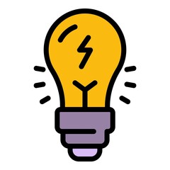 Fototapeta premium Bulb quest idea icon. Outline bulb quest idea vector icon color flat isolated