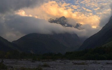 Evening in mountains