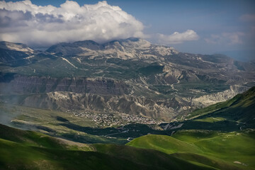 Remote Rural Settlement in Highlands Covered with Green Grass