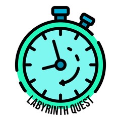 Stopwatch labyrinth quest icon. Outline stopwatch labyrinth quest vector icon color flat isolated