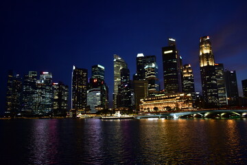 Fototapeta na wymiar Urban Landscape Singapore, City Skyline, cityscape, night and evening, City by Night