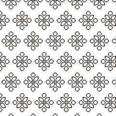 simple vector pixel art black and white endless pattern of abstract geometric flower. seamless pattern of abstract decorative black flowers on white background