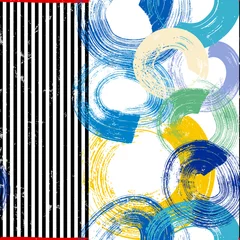 Gordijnen seamless abstract background pattern, with circles, stripes, paint strokes and splashes © Kirsten Hinte