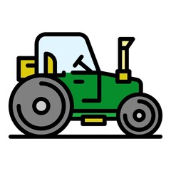 Farm tractor icon. Outline farm tractor vector icon color flat isolated