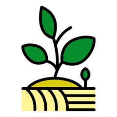 Farm plant icon. Outline farm plant vector icon color flat isolated