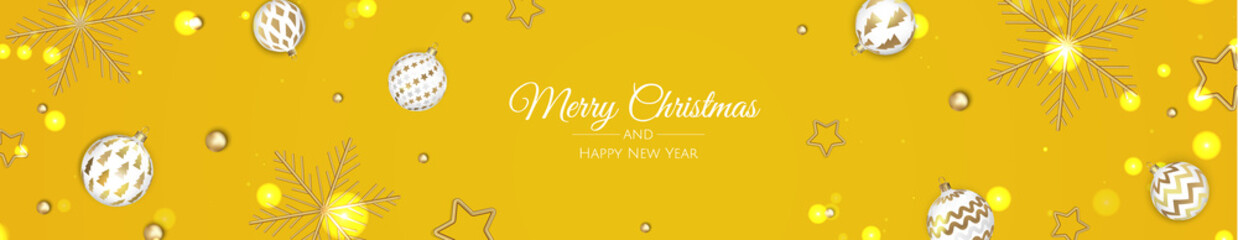 Christmas and New Year background. Bright Winter holiday composition. Greeting card, banner, poster