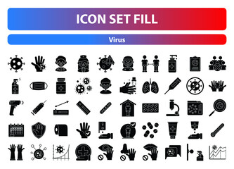 50 Virus icon set fill for sign