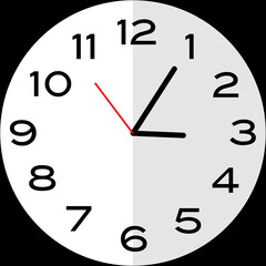 5 minutes past 3 o'clock analog clock icon