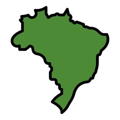 Brazil map icon. Outline Brazil map vector icon color flat isolated
