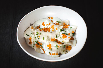 dumplings with caviar
