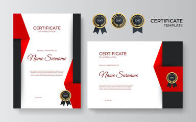 Modern black red certificate