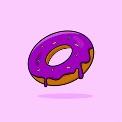 Purple donut vector dessert pastry tasty cream