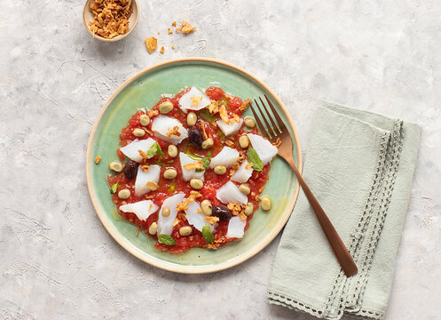 Summery tomato and cod salad