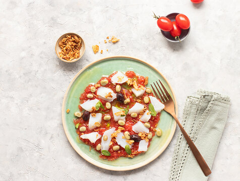Summery tomato and cod salad