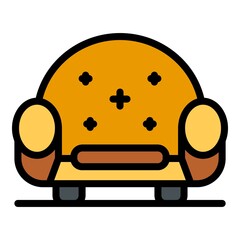 Leather armchair icon. Outline leather armchair vector icon color flat isolated