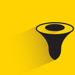 funnel with shadow on yellow background