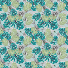 Variation2 Tropical Eden dragonfly seamless vector pattern 