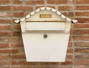 Post box white on wall
