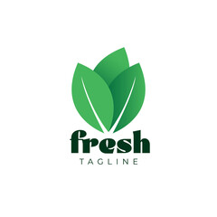 Fresh Green Leaf Vegetable Logo Design Template