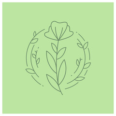 decorative flowers and leaves line illustration vector