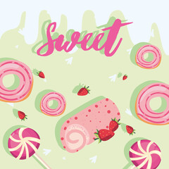 donuts with candies and roll