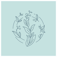 decorative flowers and leaves line illustration vector