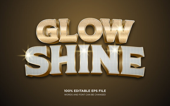 Glow and Shine gold editable text style effect	