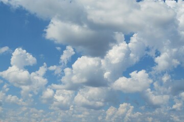 Beautiful cloudscape in blue sky, natural clouds background