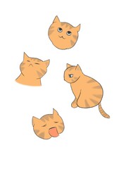 set of funny cartoon cats