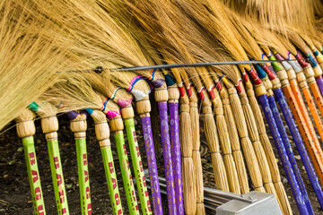 Walis Tambo, A Filipino style broom made in Benguet, for sale at an sidewalk stall.